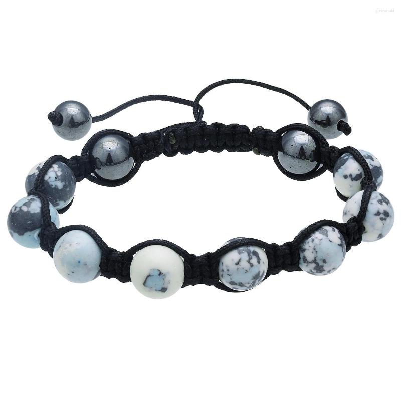 

Strand Reiki Healing Unakite Howlite Turquoise Hematite Stone Beads Braided Adjustable Bracelet For Men Women Jewelry Gift