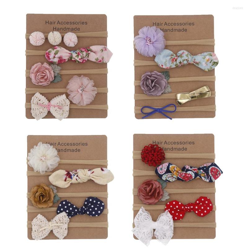 

Hair Accessories 5Pcs/Lot Baby Girl Headbands Born Flower Bows Kids Toddler Headband Nylon Elastic Band Children, 07