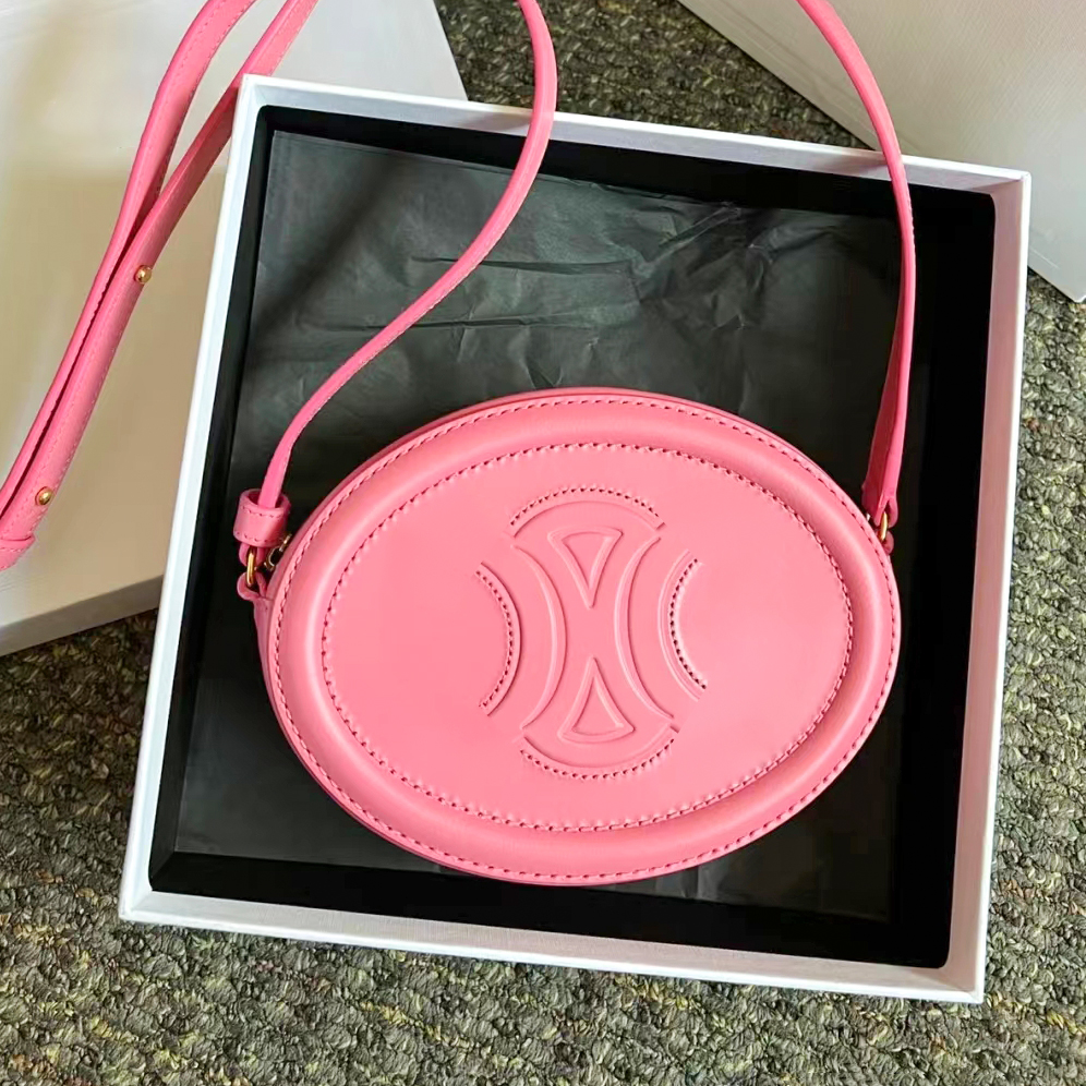 

super The new TRIOMPHES round bags Luxury shoulder Crossbody women's men brown Designer purses Oval Wallet Smooth Calfskin Genuine leather satchel pochette handbag, Green