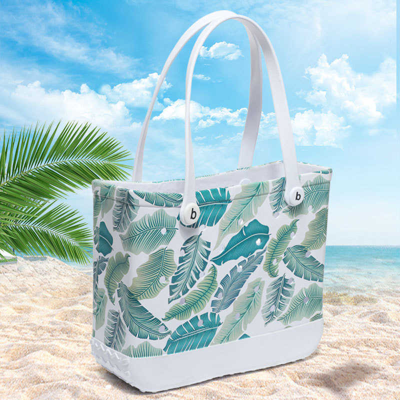 

designer EVA beach bag totes New Fashion Outdoor Printed Eva tote bages Portable Storage Hole Large Capacity Basket shoulder handbag 230203, Rose red leopard print
