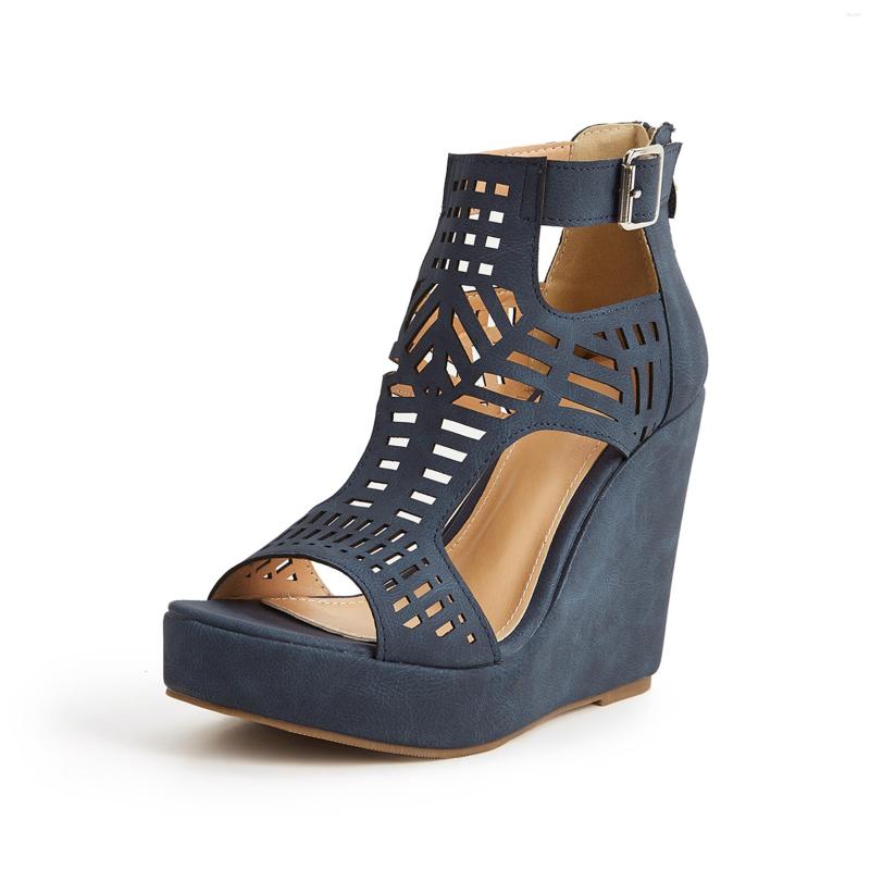 

Sandals 2023 Arrivals Ladies Street Style Wedge Sexy Hollow Buckle Zipper Women Summer Comfort, Black
