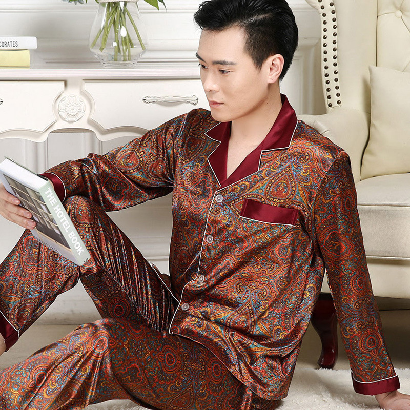

Men's Sleepwear Wear s Designer Pajamas for Nightwear Long Sleeve Tops Trousers Thin Ice Silk Set 230202