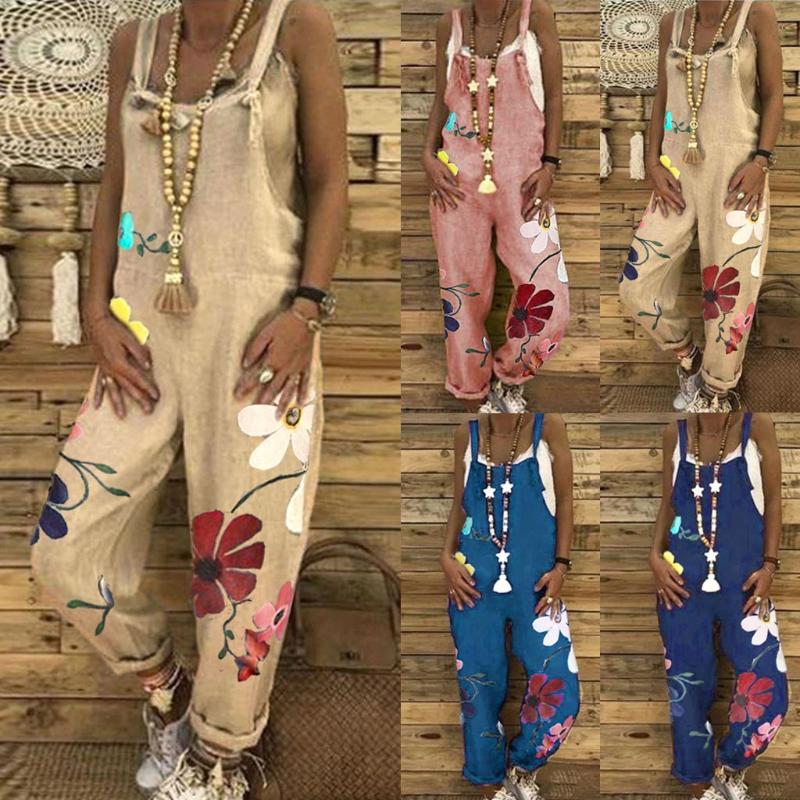 

Women' Jumpsuits & Rompers 40# Women Plus Size Overalls Casual Loose Dungarees Romper Baggy Playsuit Jumpsuit Sexy Floral Printing Combinai, Yellow