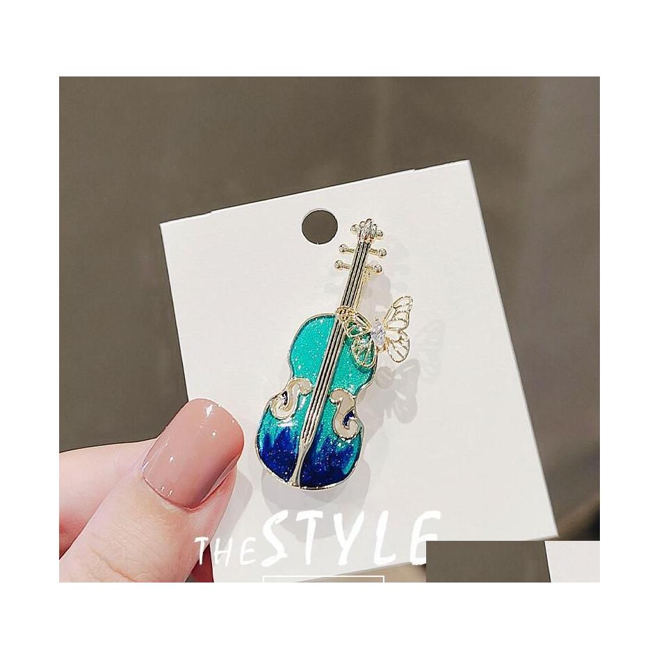 

Pins Brooches Fashion Jewelry Violin Brooch For Women Niche Design Clothes Delicate Accessories Drop Delivery Dhrdn