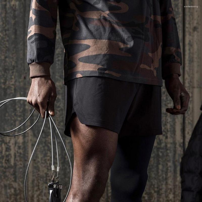 

Men's Shorts Men Sports Short Elastic Waist Side Split Loose Back Pocket Exercise Thin Mid Single Layer Jogging Clothing, Black