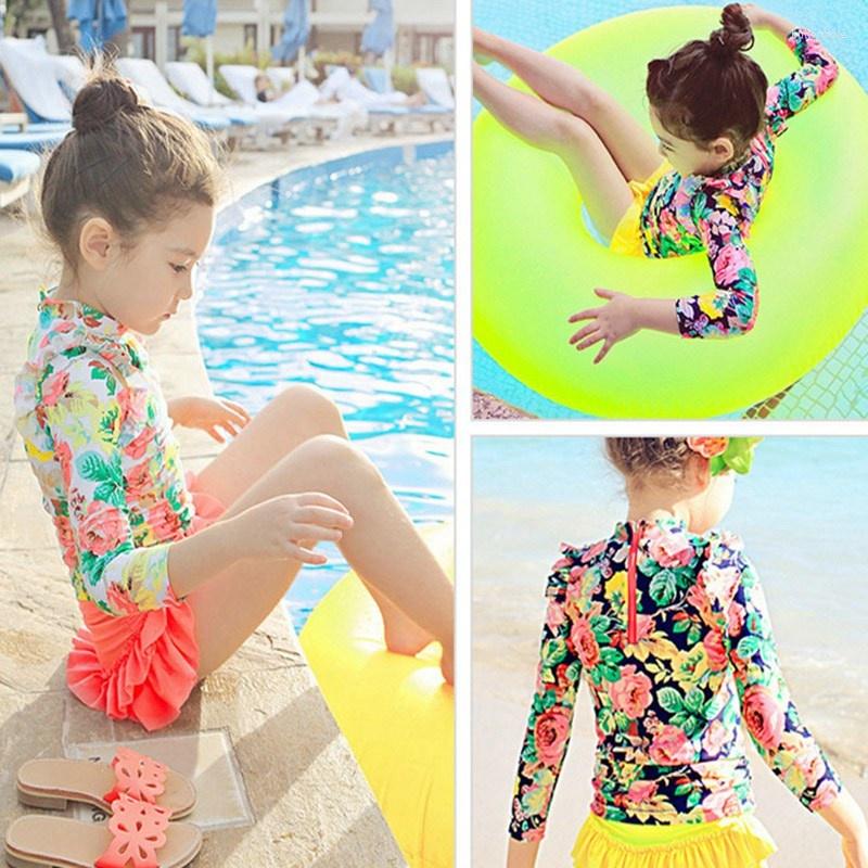 

Women's Swimwear Children Boys Fashion Girls Lovely Princess Cute Swimsuit Long Sleeve Tops Skirts Beachwear Kids Girl, Pink