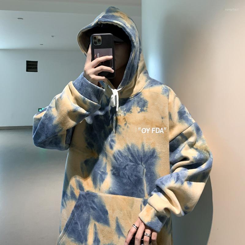 

Men's Hoodies Fashion Tie-dyed Men 2023 Autumn Hooded Sweatshirts Man Korean Hip Hop Casual Pullovers, Red