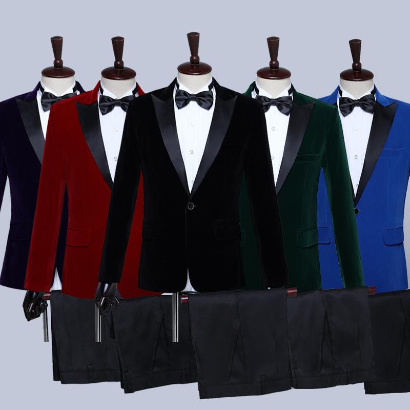 

Men' Suits & Blazers Set Male Singers Performance Stage Show Three Pieces Wedding Suit Costume Homme Mariage Slim Fit SL1599, Black
