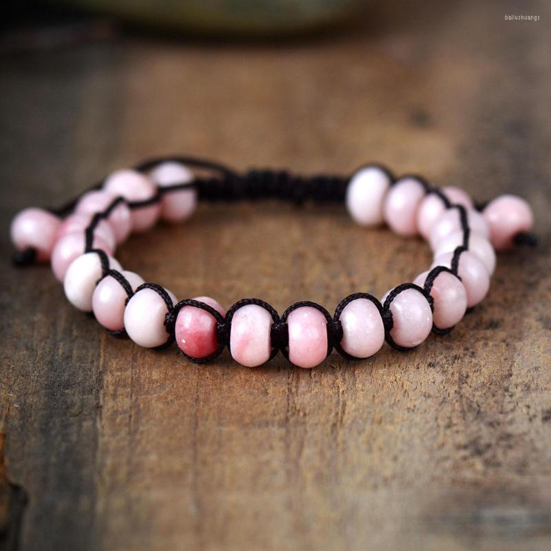

Strand Pink Opal Bead Friendship Bracelet Fantasy Natural Stones Adjustable For Women Beaded Fashion OL Gifts