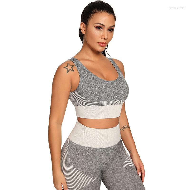 

Active Sets Athletic Wear For Women Patchwork Gym Clothes Sleeveless Seamless Leggings Set Fitness Yoga Bra Top Tight Pants Sports Suit, Dark gray b set