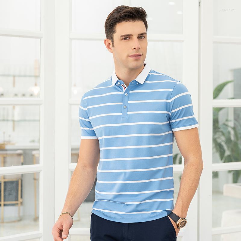 

Men's Polos Stripe Polo Shirt Cotton Loose Short Sleeve Summer Big Size Men Business Casual Top Oversized Mens Clothing Fs029, Blue