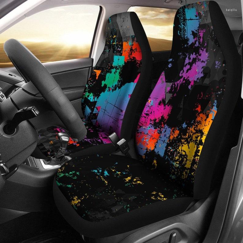 

Car Seat Covers Colorful Abstract Art Pair 2 Front Cover For Protector Accessory