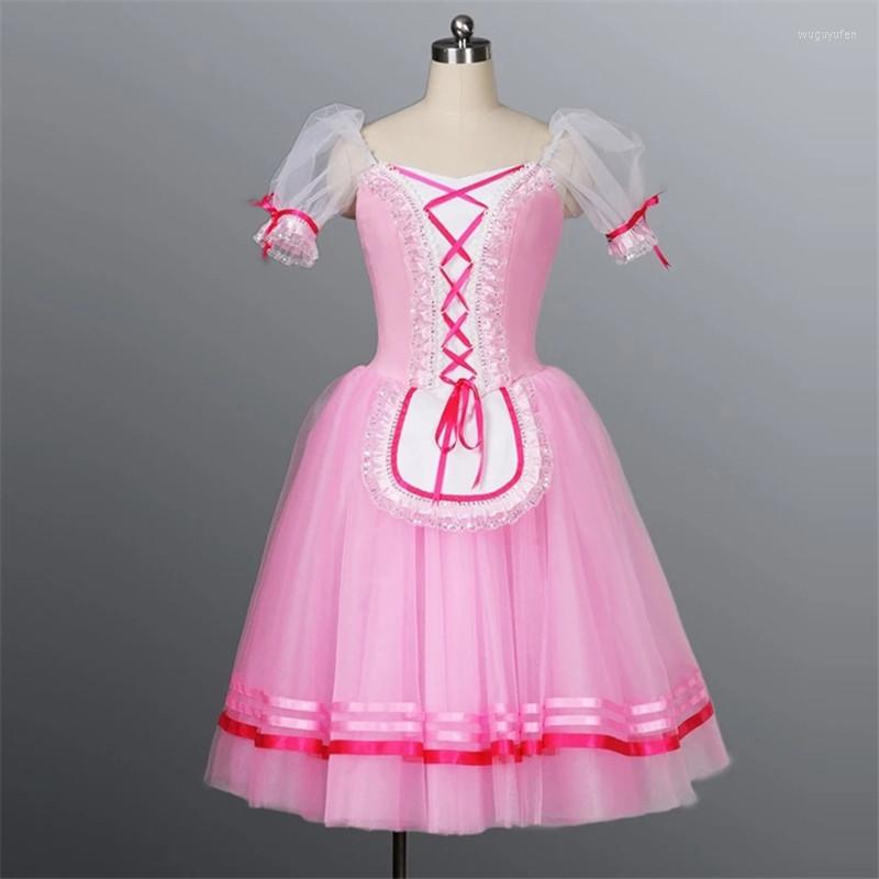 

Stage Wear Professional Fast Delivery Custom Size High Quality Girls Pink Long Romantic Ballet Tutu