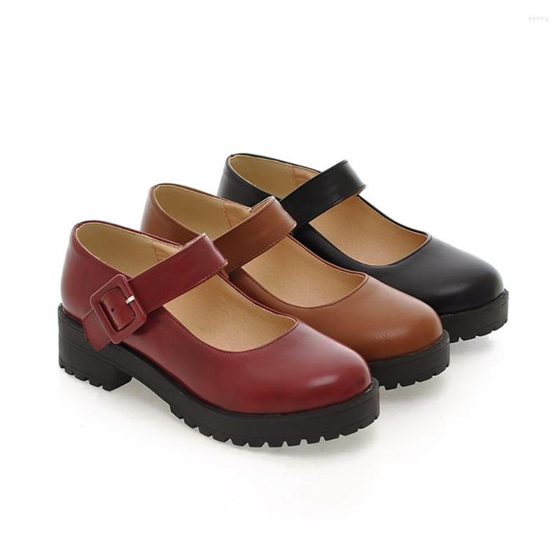 

Dress Shoes Round Toe Mary Janes Pumps Women Big Size 34-43 4 Cm Wide Heels Elegant Shallow Woman Casual Office Lady Autumn, Black
