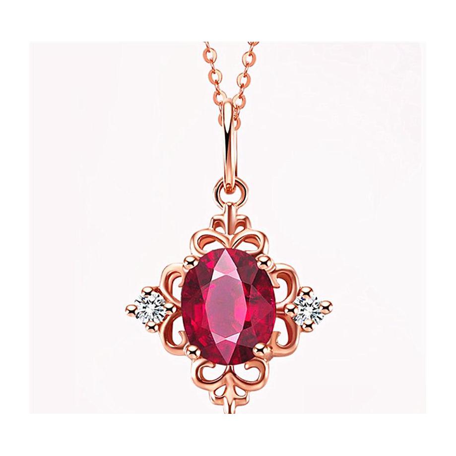 

Pendant Necklaces 18K Gold Necklace Luxury Ruby Gemstone For Women Sier Wedding Jewelry Sapphire Pendants Luckyhat Drop Delivery Dh5Ut