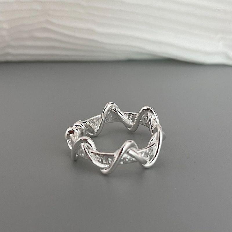 

Wedding Rings Surflove Wavy Geometric Open Ring Silver Color Plated Metal Vintage Hip Hop For Teens Textured Jewelry