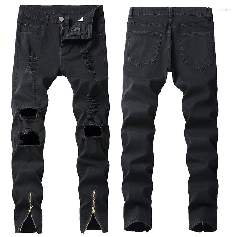 

Men's Jeans Straight Men Ripped Harem Pants Plus Size Trendy Feet Thickening, Black