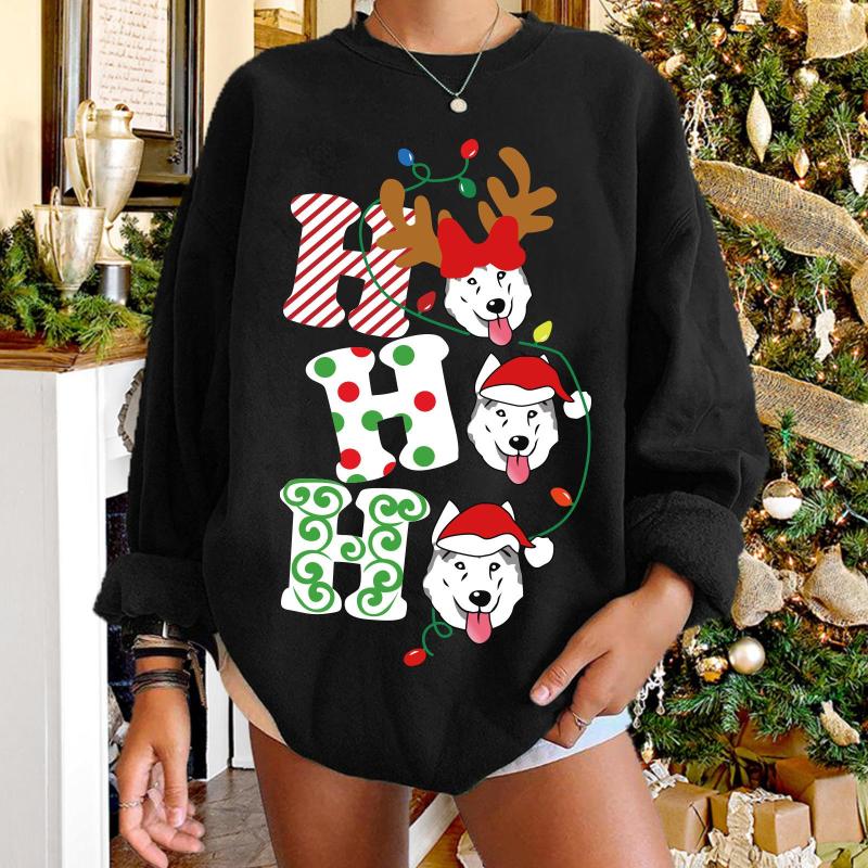 

Women' Hoodies 2023 Christmas Sweaters Women Print Sweatshirt Tops Warm Cartoons Oversized Sweater Long Sleeve Women' Xmas Pullovers, Black