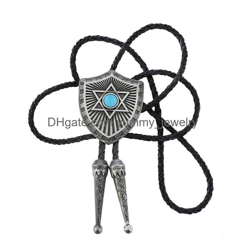 

Pendant Necklaces Fashion Retro Hexagonal Stars Gems Poirot Tie Mens Suits Neck Accessories Unisex Gifts Drop Delivery Jewelry Pendan Dhzn1