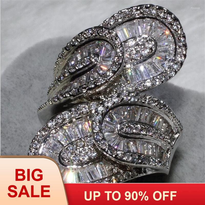 

Wedding Rings Majestic Sensation Court Style Silver Color Fine Bridal Zircon Cz Engagement Band Ring For Women Men