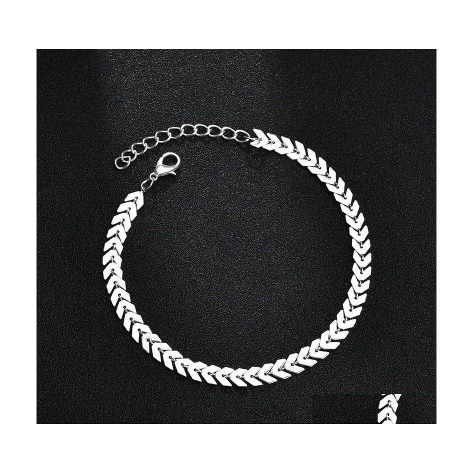 

Anklets European And American Jewelry Double Fishbone Womens Summer Beach Foot Ring Wholesale 2172 T2 Drop Delivery Dhkna