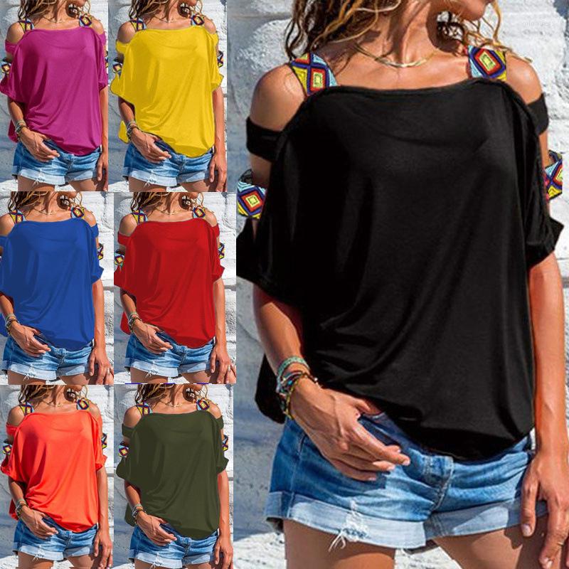 

Women' T Shirts 2023 Summer Women' European And American Fashion Solid Color Hollow Short-Sleeved Off-The-Shoulder T-Shirt Top, Black