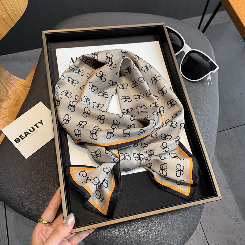

Scarves Hijab Silk Scarf Women Fashion Butterfly Print Long Advanced Feeling Lady Hair Band Foulard Neckerchief Female Bandana Shawl
