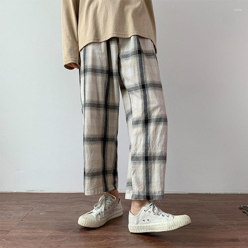 

Women' Pants Men' Plaid Casual Harem Korean Man 2023 Loose Ankle-Length Trousers Harajuku Streetwear Male Clothing, Zong