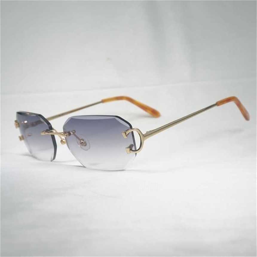 

28% OFF 2023 Vintage Rimless Wire Men Eyewear Women For Summer Cutting Clear Metal Frame Oculos Gafas