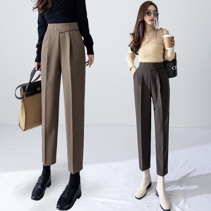 

Women' Pants 2023 Autumn Winter Korean Harem Casual Khaki Women Office-lady High Waist Baggy Suit Trousers Pantalon 23995, Black