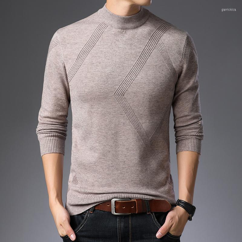 

Men' Sweaters Men Turtlenck Sweater 2023 Male Plaid Slim Pullover High Collar Warm Long Sleeve, Black