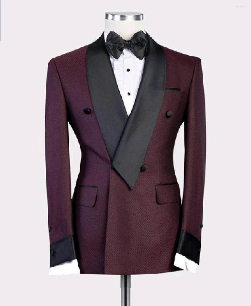 

Men' Suits 2023 Burgundy Red With Black Lapel Men' Slim Fit Formal Custom Made 2 Pieces Wedding Tuxedos Jacket Pants, Blue