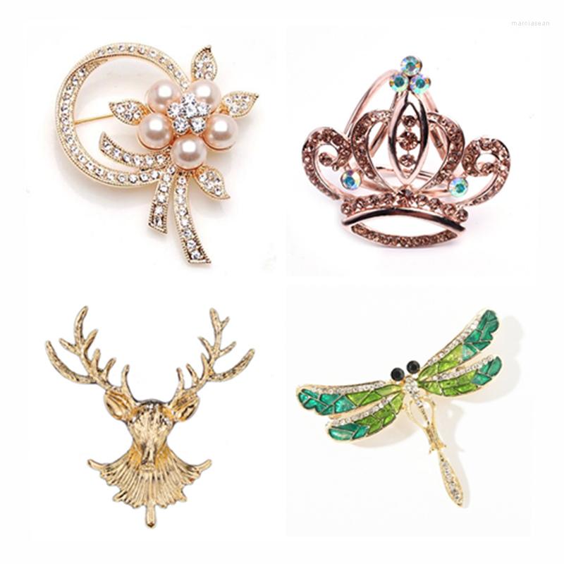 

Brooches Fashion Charm Crystal Crown Brooch Retro Big Royal Rhinestones Woman Jewelry Wedding Corsage Handmade Fine Gift