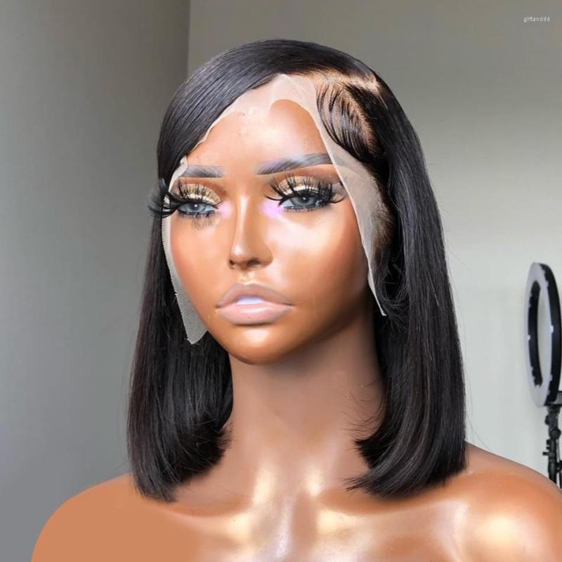 

Short Bob Wig Straight 13x1 T Part Human Hair Wigs For Black Women Pre Plucked Transparent Frontal Brazilian Lace, Picture shown