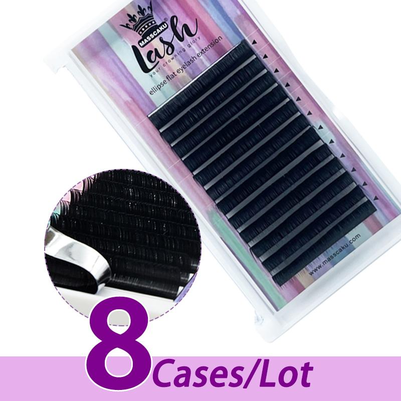 

False Eyelashes 8pcs/lot Factory Individual Eyelash Extension 8-20mm Mink Extensions Premium Ellipse Flat