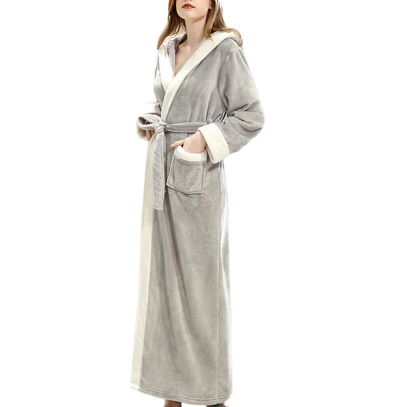 

Women's Sleepwear Pajamas Flannel Warm Kimono Bathrobe Autumn And Winter Fashion Plush Shawl Long Sleeved Robe Coat, Dl