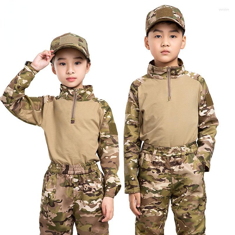 

Running Sets Children Camouflage Uniform Long-sleeved Suit Men's Kindergarten Military Training Summer Camp Costume As Frog, Two-piece set