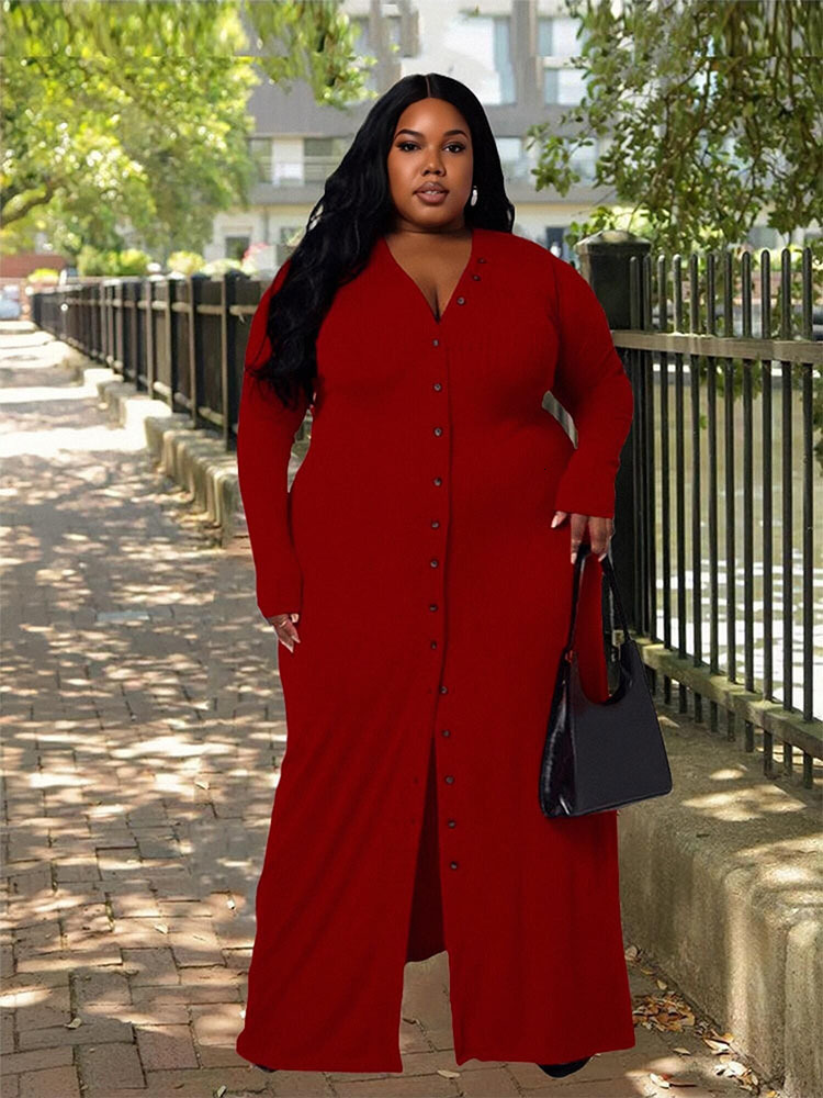 

Plus size Dresses Ribbed Dress for Women Winter Warm Knitted Dress Single-buttons Elegant Cardigan Plus Size Dresses Wholesale Bulk Drop 230203, Black