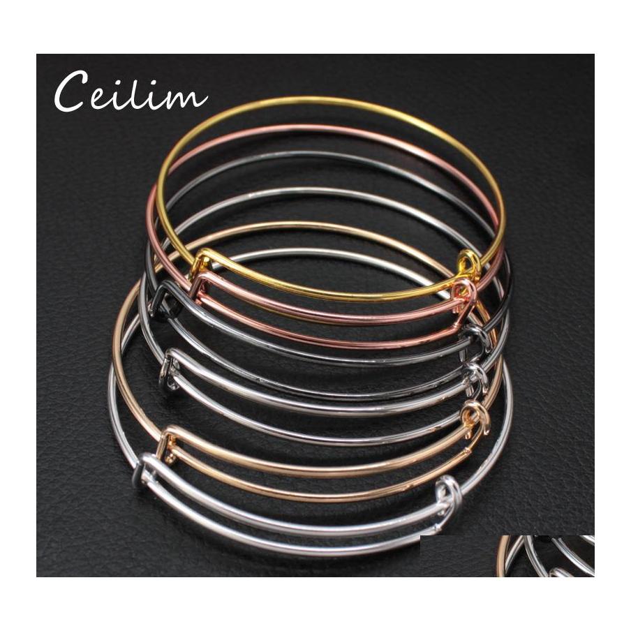 

Bangle Wholesale 10Pcs/Lot Usa Fashion Diy Expandable Adjustable Bracelets For Women Men 50Mm 65Mm Size Wire Bracelet Drop Delivery J Ot5Ko