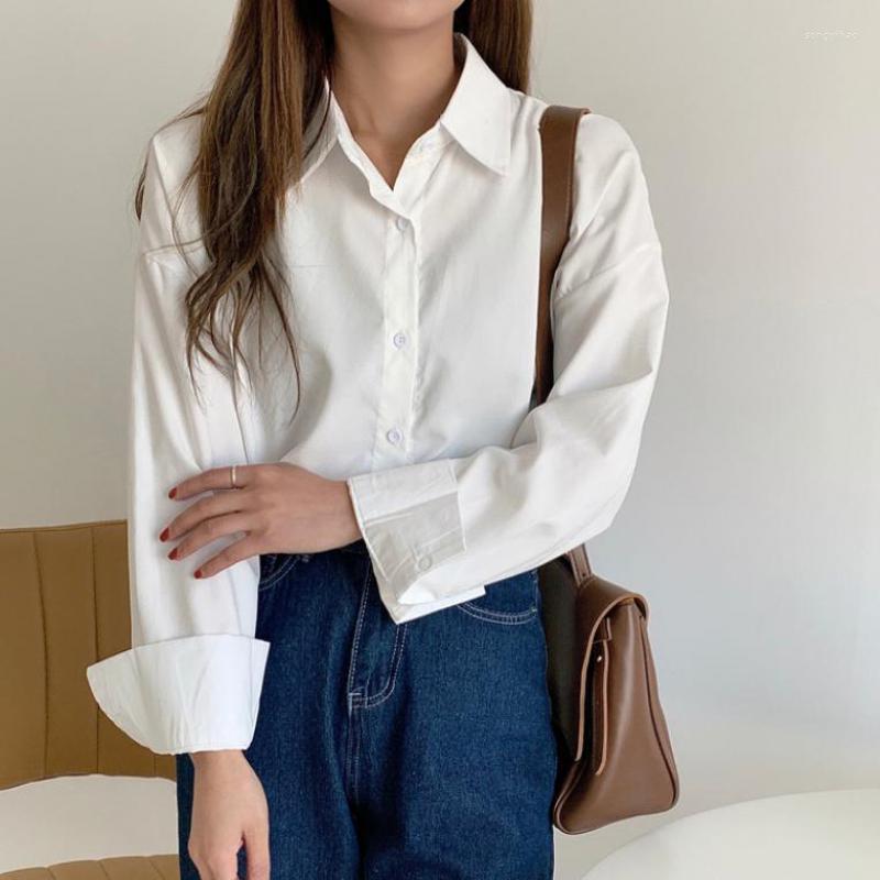 

Women's Blouses Casual Shirts Pure Color Long Sleeved Single Breasted Turn-down Collar Spring/autumn Fashion Woman, Blue