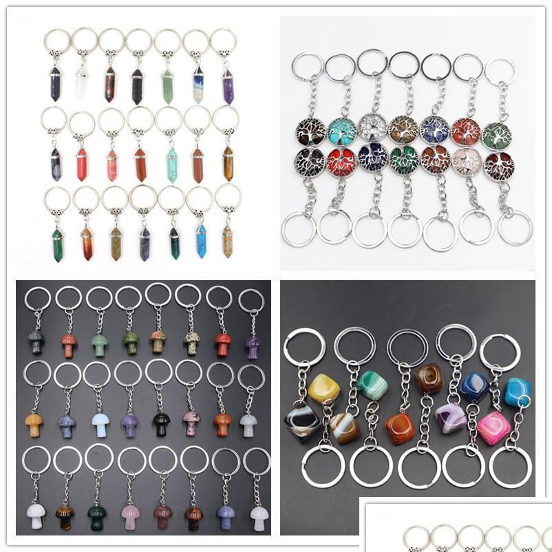 

Keychains Lanyards Hexagon Prism Reiki Healing Natural Stone Tree Chakra Amethyst Pink Rose Crystal Key Rings Keyrings Wom Dhgarden Dhsmw
