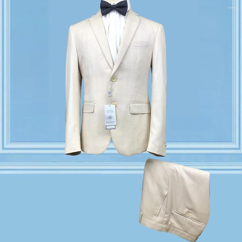

Men's Suits Suit Men For Wedding Champagne Blue Color Male Costume Slim Fit Tuxedo Coat Pants Design Single Breasted Plaid Men's Dress