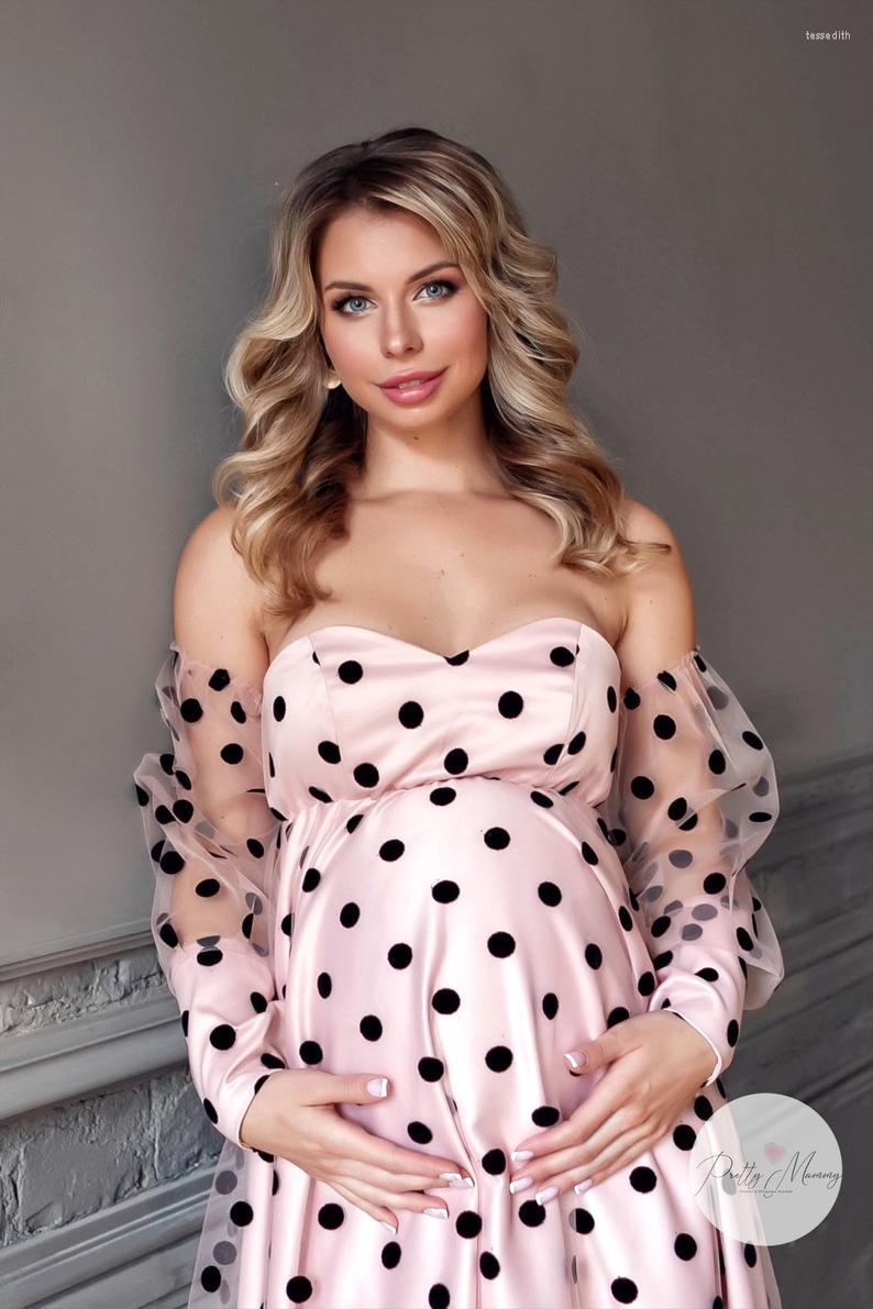

Women's Sleepwear Fashion Elegant Maternity Dresses Strapless Polka Dot Tulle Sleeve Lingerie Pregant Women Wedding Bridal Party Gown, Orange