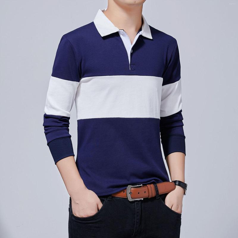 

Men's Polos Mens Fashion Cotton Plus Size Long Sleeves Autumn Slim Hombre Business Casual Brand Polo 5XL Masculino Striped, Picture shown