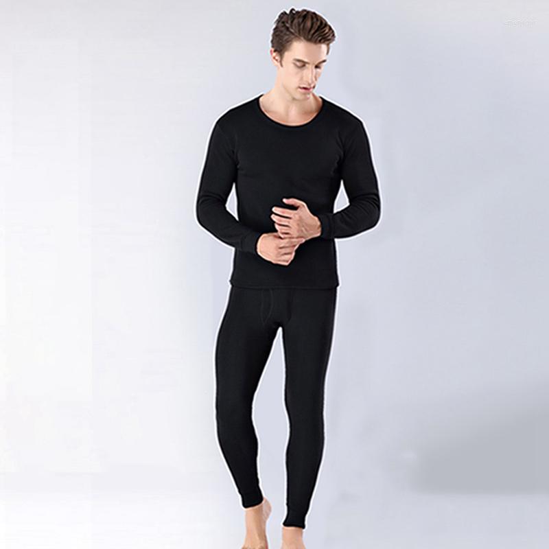 

Men's Thermal Underwear 1set Autumn Winter Men Long Johns Warm Thicken Thermo Sets Plus Velvet Mens Pants Tops, Dark grey