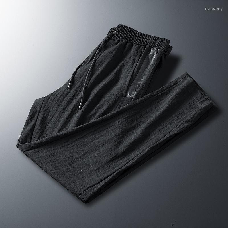 

Men's Pants 2023 Summer Men Fashion Casual Ankle-Length Male Breathable Pant Plus Size 5XL Bottoms Elastic Waist, Black