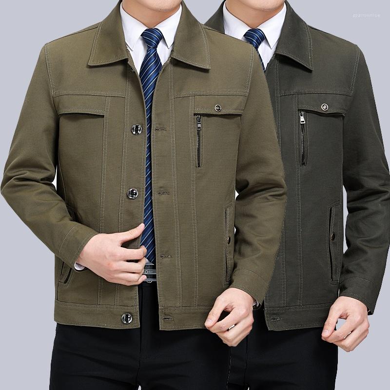 

Men's Jackets 2023 Men's Spring And Autumn Lapel Casual Jacket Cotton Button, Khaki
