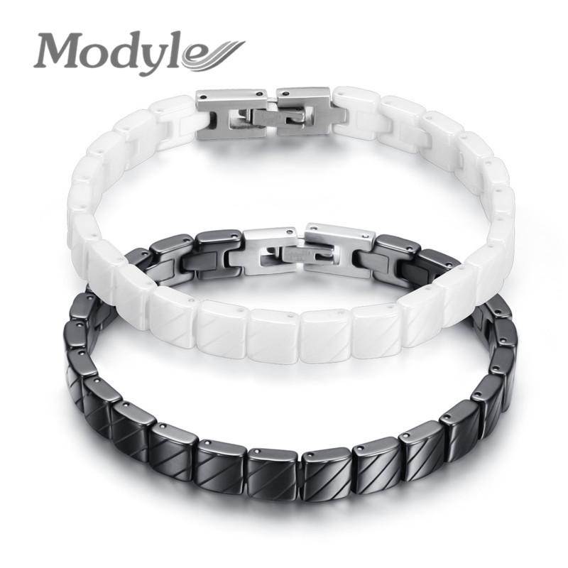 

Link Bracelets Modyle Fashion Ceremic Bangle 316L Stainless Steel Toggle-Clasps Black And White Colors Men Jewelry Never Fade Chain