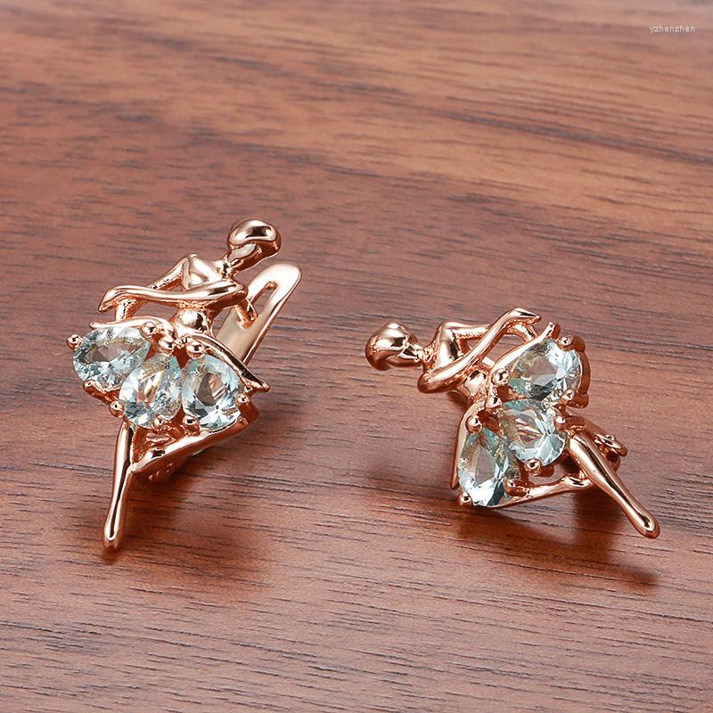 

Stud Earrings Real Rose Gold Emstone For Women Wedding Engagement Jewelry Gorgeous Luxury Gift Girls 14k Solid