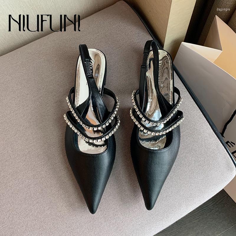 

Sandals Summer Solid Pointed Rhinestone Strap Hollow Women's Low Heel Elastic Belt Slingback Pumps Elegant Dress Shoes Slip On, Black